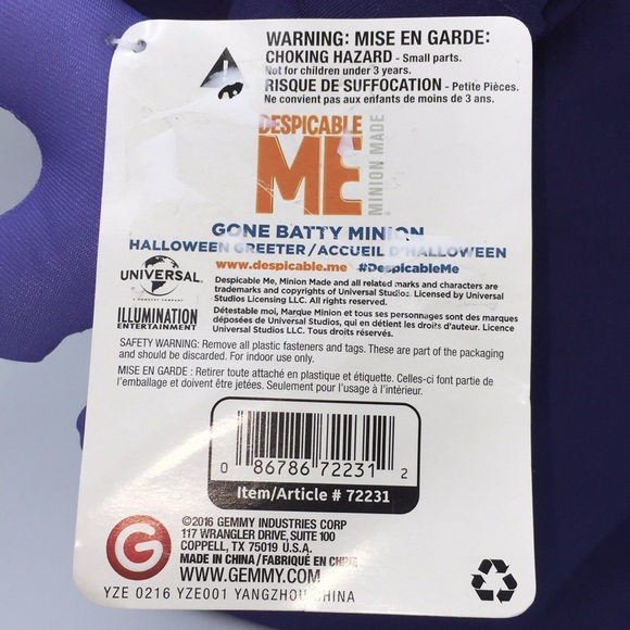 Gone Batty Minion Halloween Greeter 21" Plush Stuffed Doll Figure 2016 - Picture 5 of 11